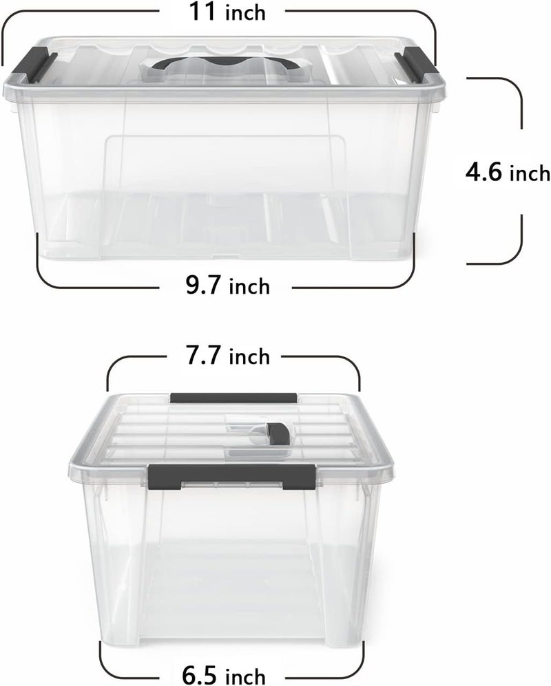 WYT Clear Storage Latch Bins, 6-Pack Storage Organizer Box with Handle and Lids, 5-Litre - Image 2