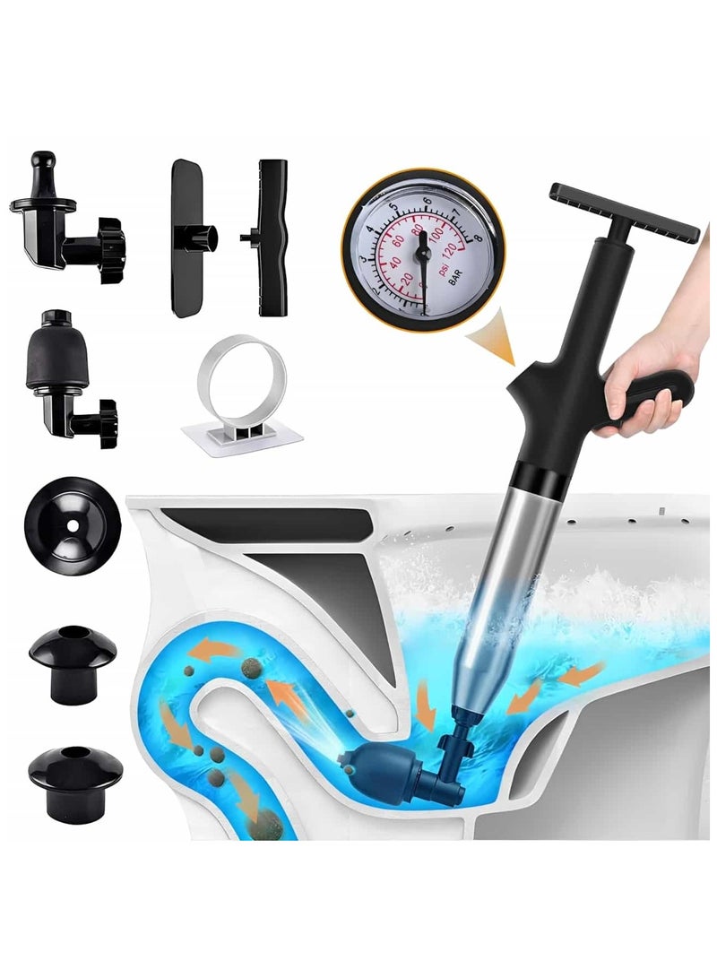 Aideli Toilet Plunger High Pressure Air Drain Blaster Drains Toilet Unclogger Toilet Plunger Heavy Duty Toilet Plunger Clog Remover Plungers for Toilet Unclog Toilet, Bathroom, Floor Drain (Black) - Image 1