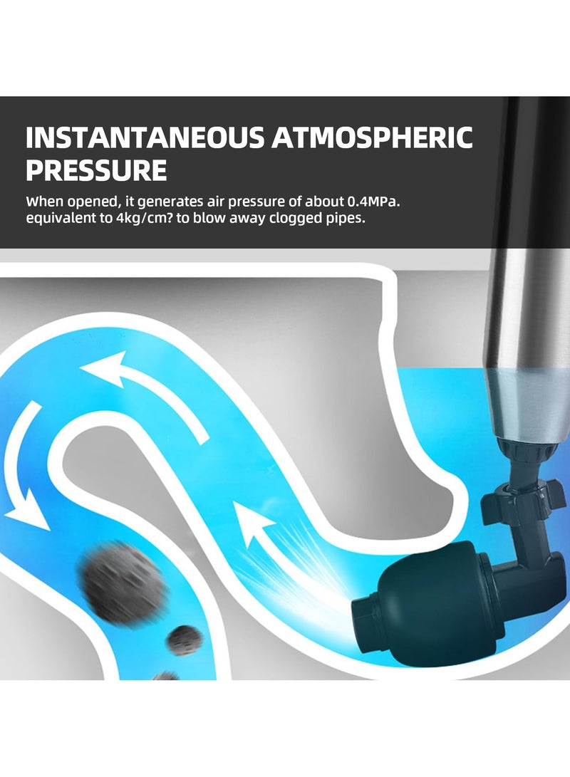 Aideli Toilet Plunger High Pressure Air Drain Blaster Drains Toilet Unclogger Toilet Plunger Heavy Duty Toilet Plunger Clog Remover Plungers for Toilet Unclog Toilet, Bathroom, Floor Drain (Black) - Image 5