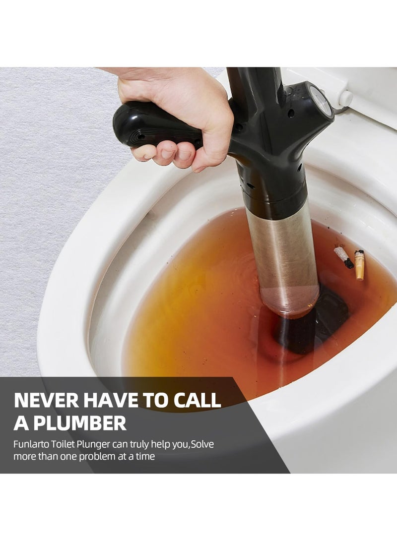 Aideli Toilet Plunger High Pressure Air Drain Blaster Drains Toilet Unclogger Toilet Plunger Heavy Duty Toilet Plunger Clog Remover Plungers for Toilet Unclog Toilet, Bathroom, Floor Drain (Black) - Image 3