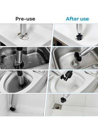 Toilet Plunger High Pressure Air Drain Blaster Drains Toilet Unclogger Toilet Plunger Heavy Duty Toilet Plunger Clog Remover Plungers for Toilet Unclog Toilet, Bathroom, Floor Drain (Black) - view 2