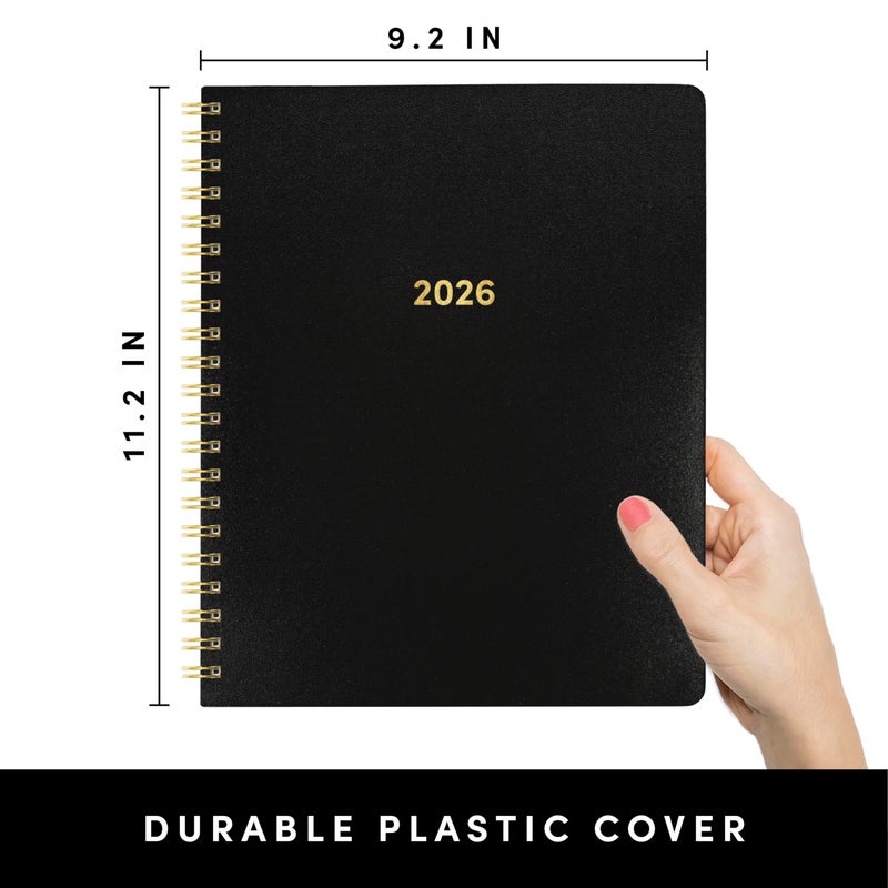 PAPERAGE 2026 Weekly & Monthly Planner, 12 Months (January 2026 - December 2026), 9.2 in x 11.2 in, Spiral Bound 2026 Planner with Weekly, Monthly & Yearly Views, Note Pages & Inner Pocket â€“ Black - Image 2