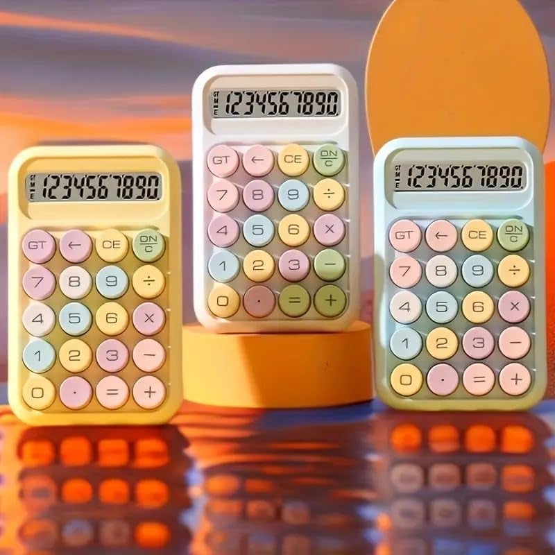 KRySt 12-Digit Pastel Theme Calculator with Big Buttons, Large LCD Display | 12 Digit Calculator for Students, Office, and Home Use | Automatic Sleep, Battery Operated (White) - Image 3