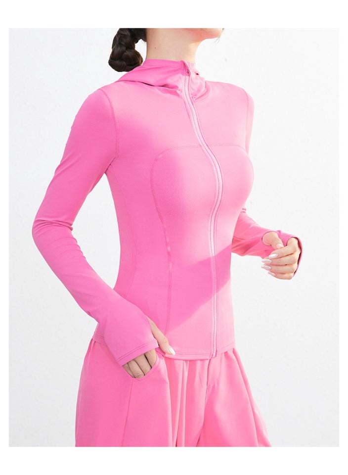 Womens Zip Up Hoodies Running Jackets Slim Fit Pullovers Fall Fashion Gym Fitness Outfits Sweaters - Image 3