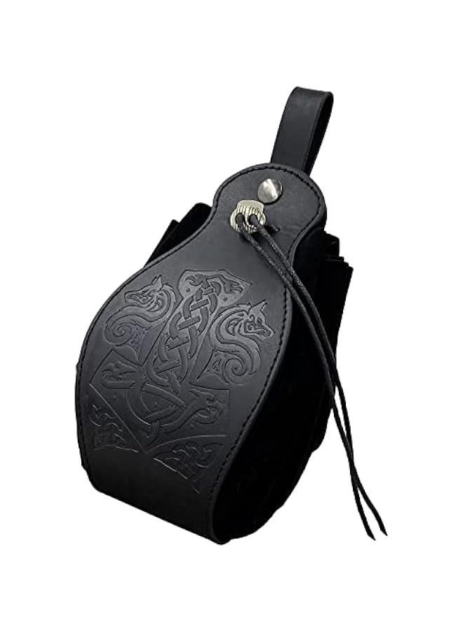 Medieval Faux Leather Pouch, Portable Drawstring Purse, Vintage Belt Pouch Dice Bag For LARP Ren Faire  - Image 1