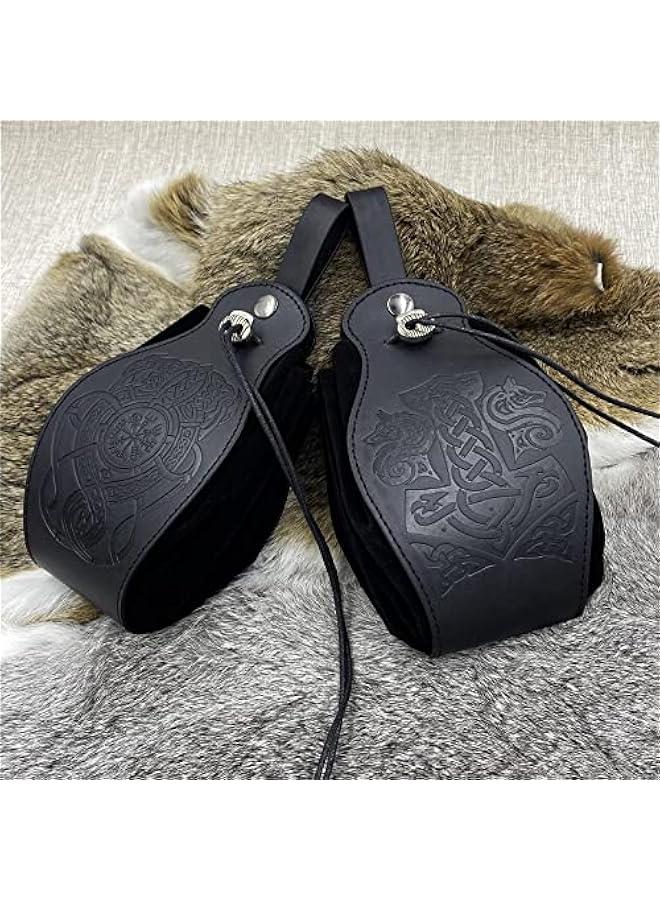 Medieval Faux Leather Pouch, Portable Drawstring Purse, Vintage Belt Pouch Dice Bag For LARP Ren Faire  - Image 5