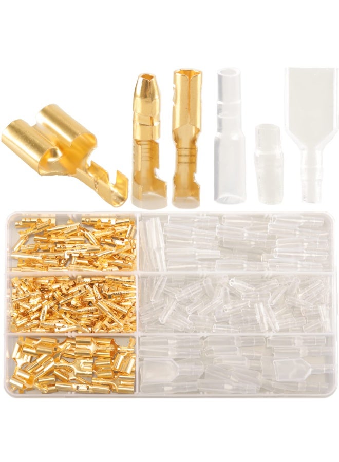 SANMUGEED 320PCS Double Bullet Wire Connectors Kit 3.9mm Brass Bullet Terminals Connector Block with Insulating Sleeves Crimp Terminal Connectors for Automotive Electrical Truck Motorcycle - Image 1