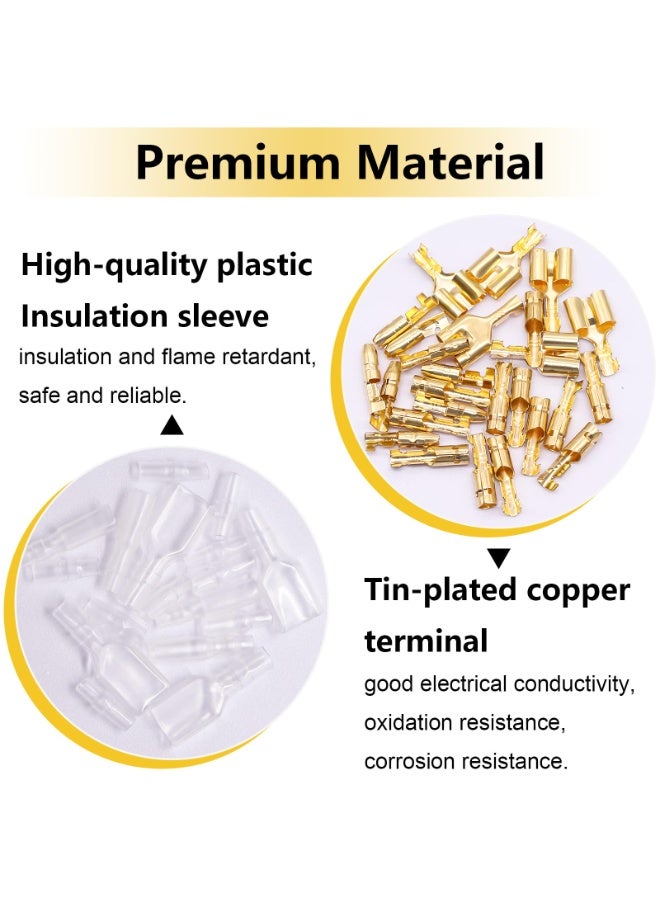 SANMUGEED 320PCS Double Bullet Wire Connectors Kit 3.9mm Brass Bullet Terminals Connector Block with Insulating Sleeves Crimp Terminal Connectors for Automotive Electrical Truck Motorcycle - Image 4