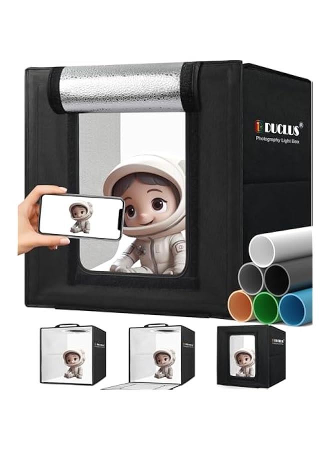 Portable Mini Photo Studio Box with 96 Dimmable LED Lights, 6 Backdrops for Small Product Photography of Jewelry and Miniature Models - Image 1