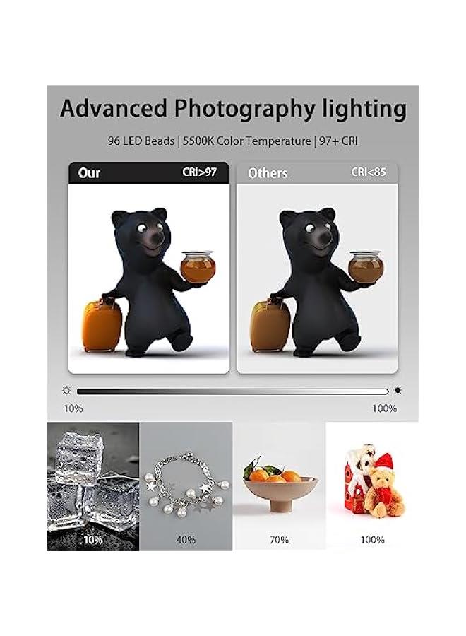 Portable Mini Photo Studio Box with 96 Dimmable LED Lights, 6 Backdrops for Small Product Photography of Jewelry and Miniature Models - Image 3