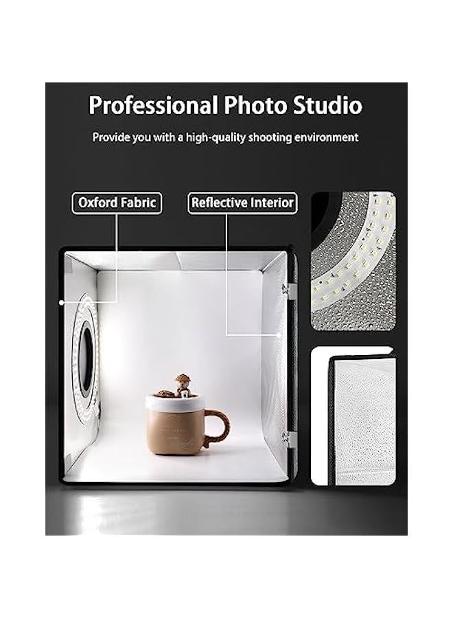 Portable Mini Photo Studio Box with 96 Dimmable LED Lights, 6 Backdrops for Small Product Photography of Jewelry and Miniature Models - Image 2