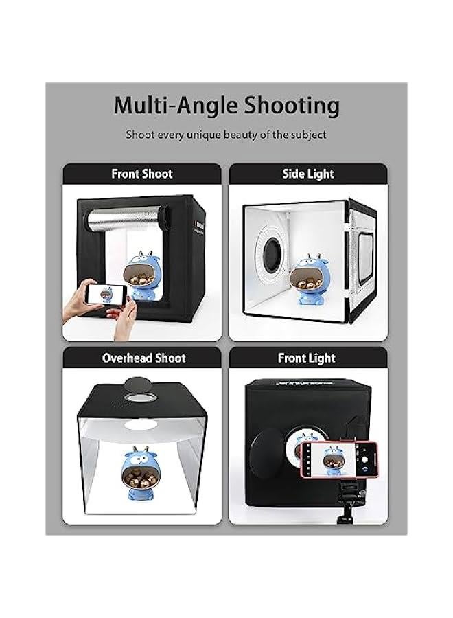 Portable Mini Photo Studio Box with 96 Dimmable LED Lights, 6 Backdrops for Small Product Photography of Jewelry and Miniature Models - Image 5