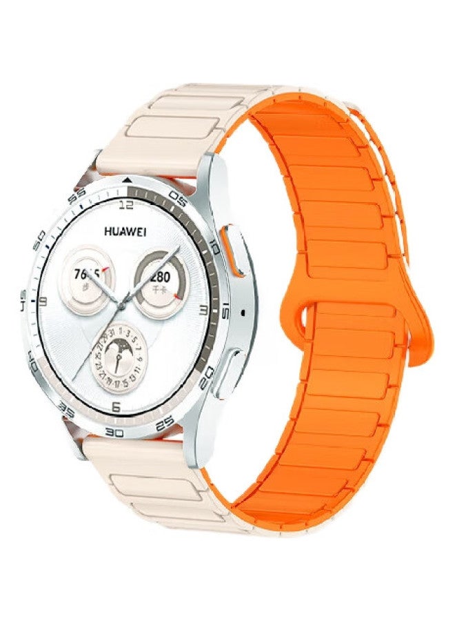 MSSM Silicone Magnetic Attraction Sports Watch Strap For Huawei Watch Gt5/Gt4/3/5Pro/Watch4Pro/Honor Magic2 [Starlight Orange] 22Mm - Image 1