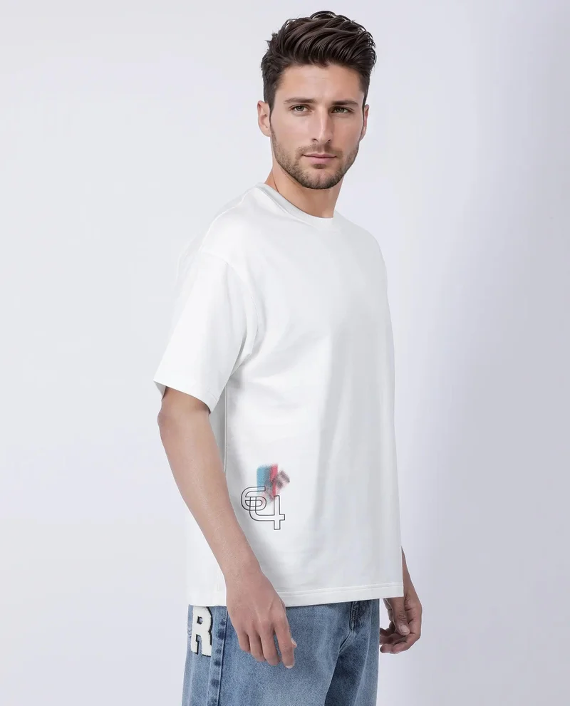Rare Rabbit Men's Graphic Print Oversized T-Shirt