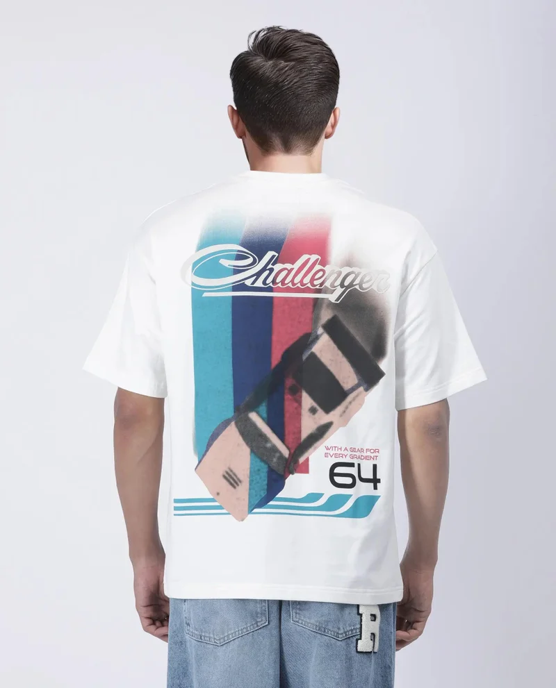 Rare Rabbit Men's Graphic Print Oversized T-Shirt