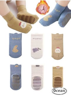 3 Pairs Baby Anti Slip Floor Socks, With Silicone Anti Slip Soles, Elastic And Non Binding, Suitable For Ages 1-3