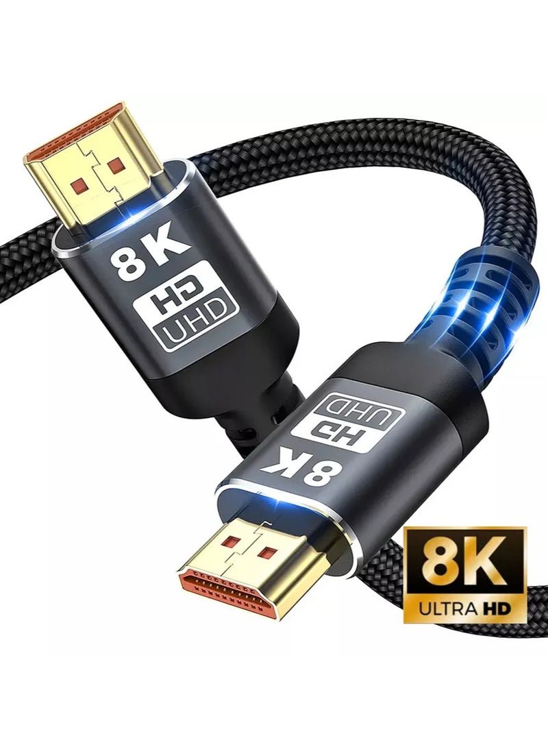 Qubits Connect HDMI 2.1 8K@60Hz/4K@120Hz, 6.6FT/2M Ultra High Speed 48Gbps, Flexible Braided Cord Dynamic HDR/HDCP 2.2, Super Realistic 3D and Support VRR Gaming, Support 32 channels Sam-pling Rate 1536kHZ max, Compatible with PC/Laptop/Xbox/Play Station/MacBook/TV Box/HD TV/Monitor/Projector  - Image 1