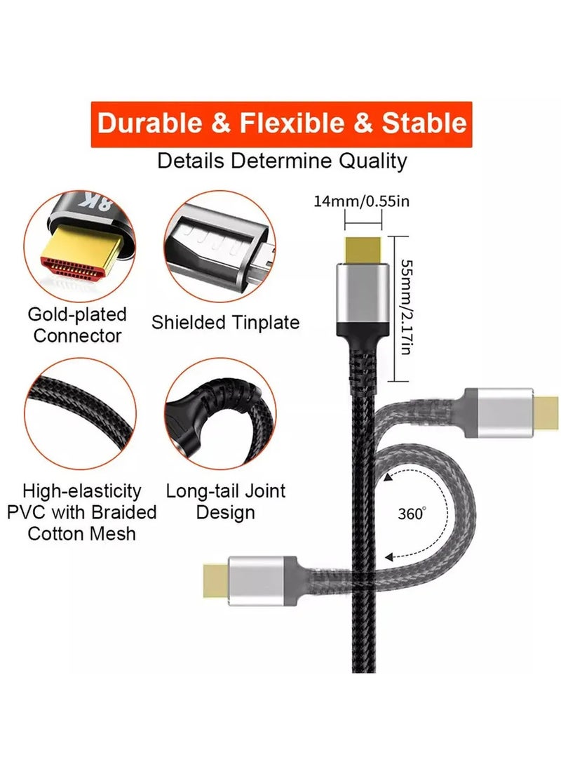 Qubits Connect HDMI 2.1 8K@60Hz/4K@120Hz, 6.6FT/2M Ultra High Speed 48Gbps, Flexible Braided Cord Dynamic HDR/HDCP 2.2, Super Realistic 3D and Support VRR Gaming, Support 32 channels Sam-pling Rate 1536kHZ max, Compatible with PC/Laptop/Xbox/Play Station/MacBook/TV Box/HD TV/Monitor/Projector  - Image 3