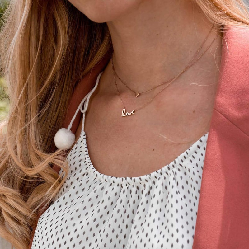 MYEARS Women Word Love Necklace Gold Cursive Pendant 14K Gold Plated Simple Dainty Chain Everyday Jewelry - Image 2
