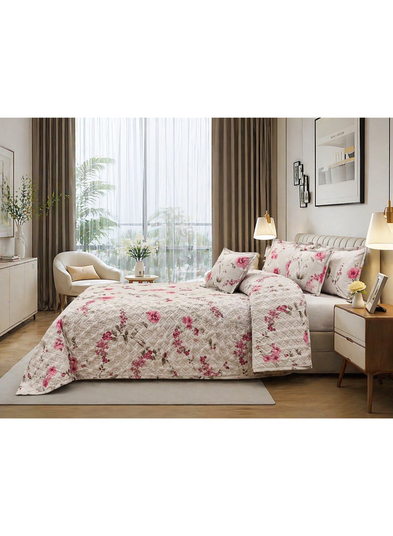 Ming Li Luxury 6-Piece Double Bedding Set – Soft Summer Comforter 250×230 cm – Elegant Floral Design with Bedsheet and Pillowcases – Cool, Breathable Fabric for a Comfortable Sleep - Image 2