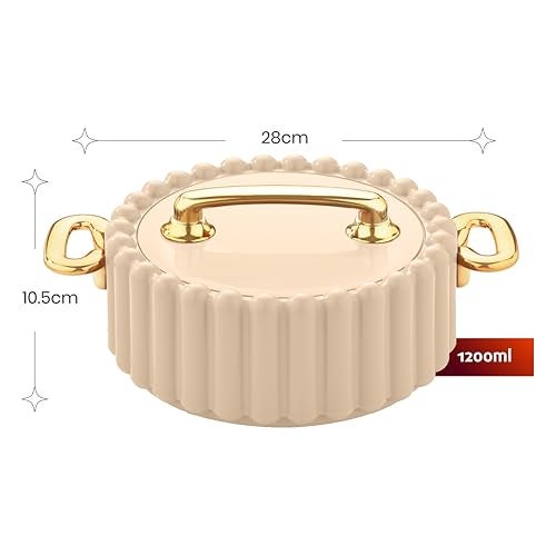 Selvel Volvo Casserole Insulated Hot Pot with Stainless Steel Inner Single| Roti Casserole | Hot Box for Kitchen | Chapati, Roti, Biryani | Keeps Food Hot & Fresh (Goldstar Ivory, 3 Set) - Image 5