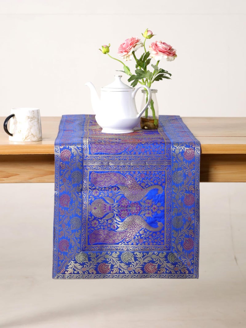 Indian Decorative Silk Table Runner 16x60 Inches Table Runners for Events and Parties Celebaration  Home Decoration Multicolor Blue