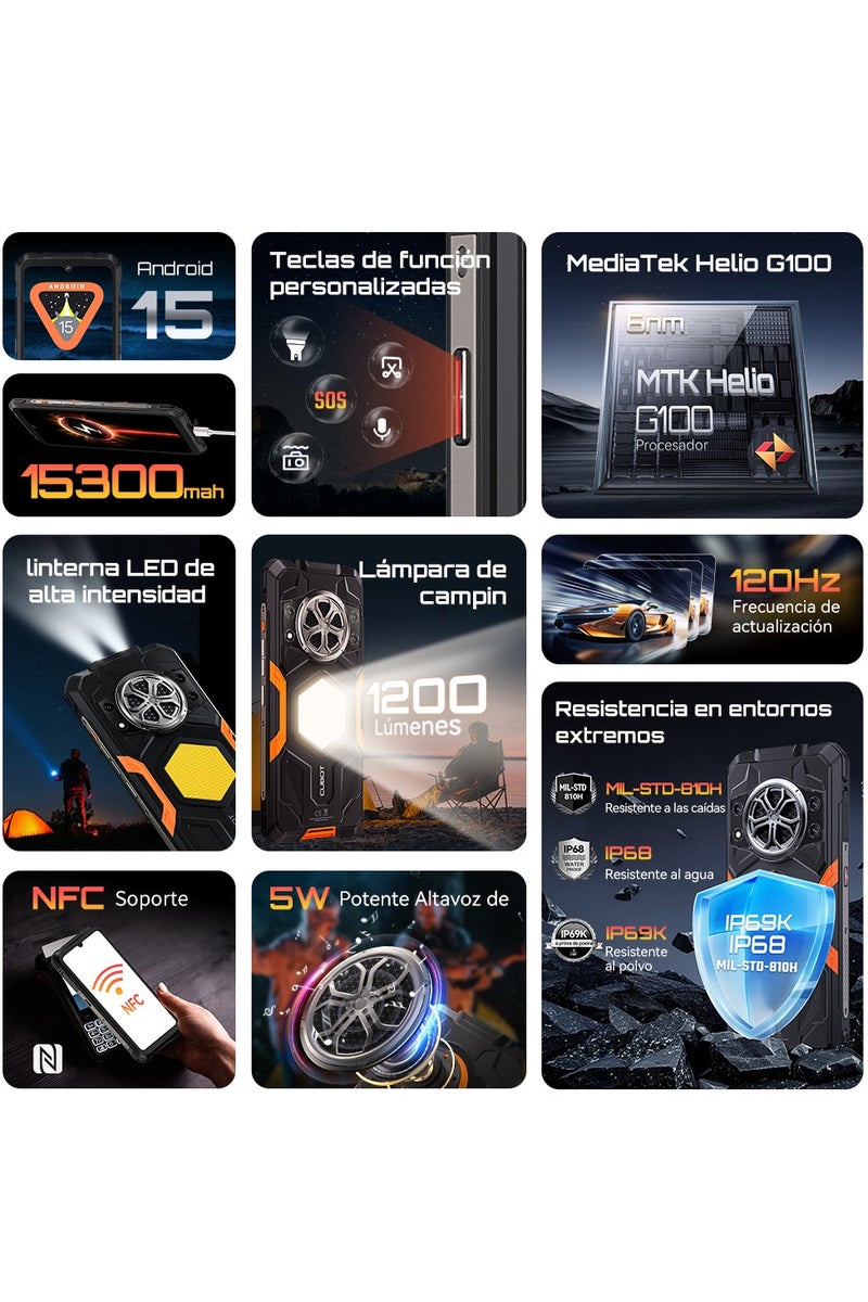 Cubot KINGKONG POWER 5 Smartphone Three-in-One Super Armor| 15300mAh Power Beast|Camping Light + Double LED Glare Flashlight & 5W Thunder Sound|6.88" Corning®Gorilla® Glass Display|Battle-Ready Lens Trio - Image 5