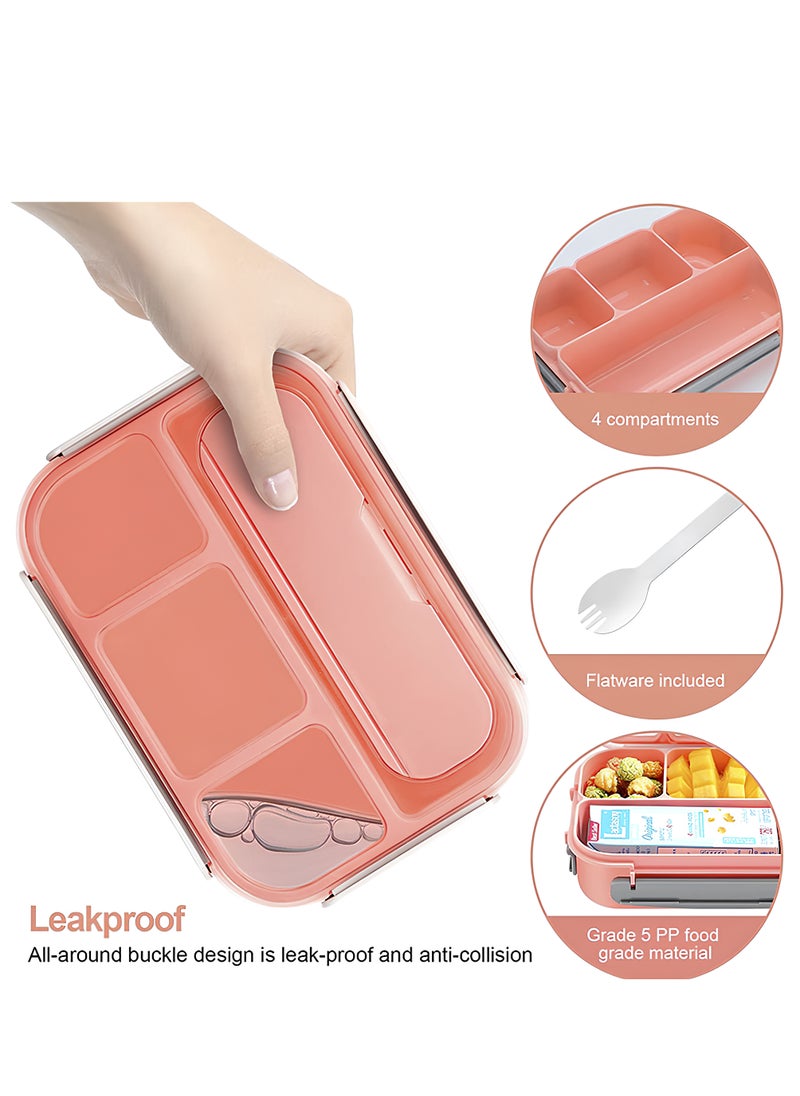 Generic Bento Lunch Box | Lunch Containers for Adults/Kids/Toddler,1300ML 4 Compartment Microwave & Dishwasher & Freezer Safe, BPA Free  - Image 2
