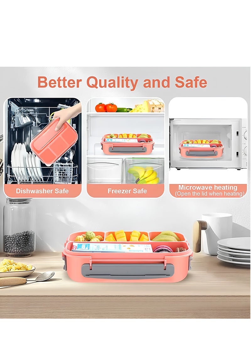 Generic Bento Lunch Box | Lunch Containers for Adults/Kids/Toddler,1300ML 4 Compartment Microwave & Dishwasher & Freezer Safe, BPA Free  - Image 3