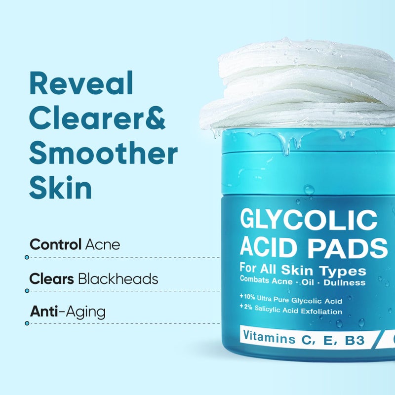 Elvira Glycolic Acid Exfoliating Facial Pads With 10% Glycolic Acid, 2% Salicylic Acid & Niacinamide - 60 Toner Pads, Daily Peel Treatment for Acne Prone Sensitive Skin - Image 2
