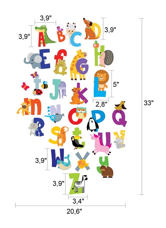 DesignStickers - Abc Stickers Alphabet Decals Animal Alphabet Wall Decals Classroom Wall Decals Abc Wall Decals Wall Letters Stickers Wall Stickers For Kids Abc Letters [Gift Included] - Image 1