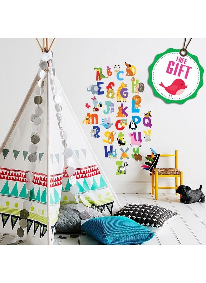 DesignStickers - Abc Stickers Alphabet Decals Animal Alphabet Wall Decals Classroom Wall Decals Abc Wall Decals Wall Letters Stickers Wall Stickers For Kids Abc Letters [Gift Included] - Image 1