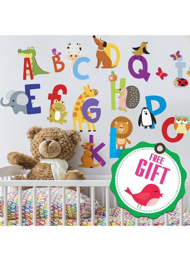 DesignStickers - Abc Stickers Alphabet Decals Animal Alphabet Wall Decals Classroom Wall Decals Abc Wall Decals Wall Letters Stickers Wall Stickers For Kids Abc Letters [Gift Included] - Image 1