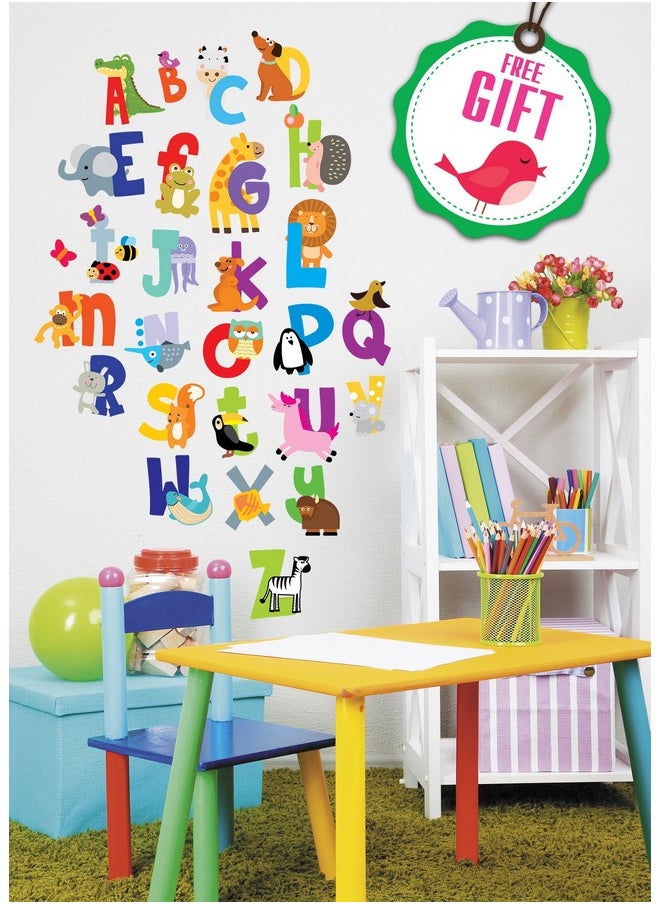 DesignStickers - Abc Stickers Alphabet Decals Animal Alphabet Wall Decals Classroom Wall Decals Abc Wall Decals Wall Letters Stickers Wall Stickers For Kids Abc Letters [Gift Included] - Image 1