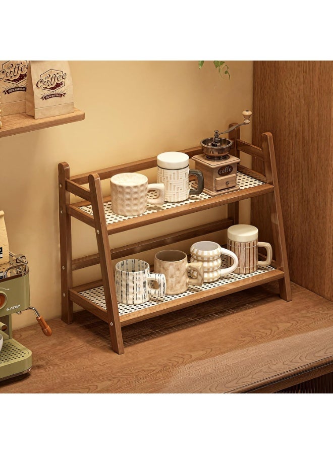 رف خيزران متعدد الأرفف (39×29×18 سم) - منظف طاولة المطبخ ومنظم أدوات المكياج مع حامل الأكواب والتوابل - Image 3