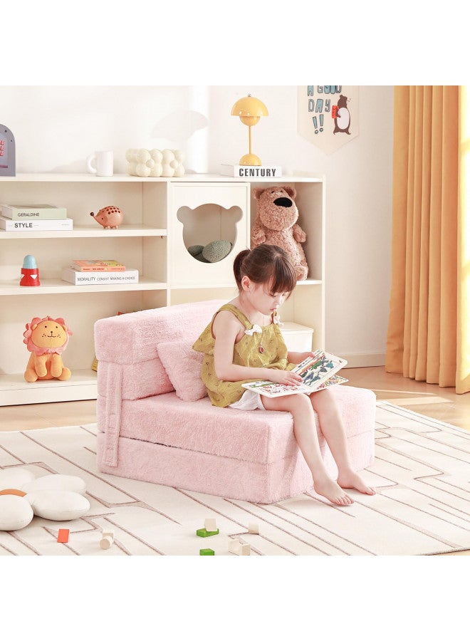 Givjoy Folding Sofa Bed Floor Mattress for Kids with Pillow, Toddler Washable Folding Floor Nap Mat for Sleeping Daycare, Child Fold Up Sofa Futon Folding Chair Bed with Storage Bag for Children - Image 1