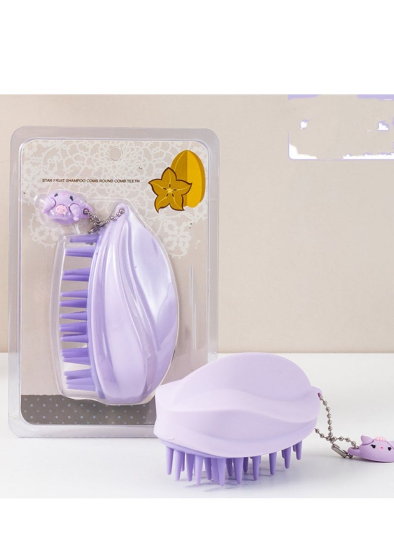 OASIS-TH Hair Scalp Massager Shampoo Brush for Shower, Scalp Scrubber with Soft Silicone Bristles for Hair Growth & Dandruff Treatment, Wet Dry Oil Hair Massager for All Hair Types Purple  - Image 1