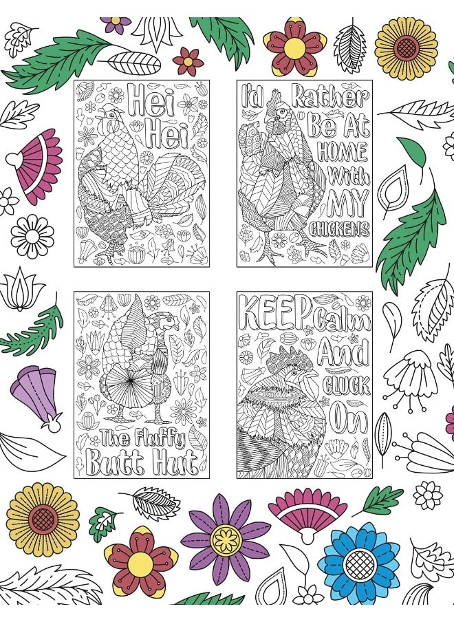 Chicken Coloring Book: Adult Coloring Book, Backyard Chicken Owner Gift, Floral Mandala Coloring Pages, Doodle Animal Kingdom, Funny Quotes  - Image 2