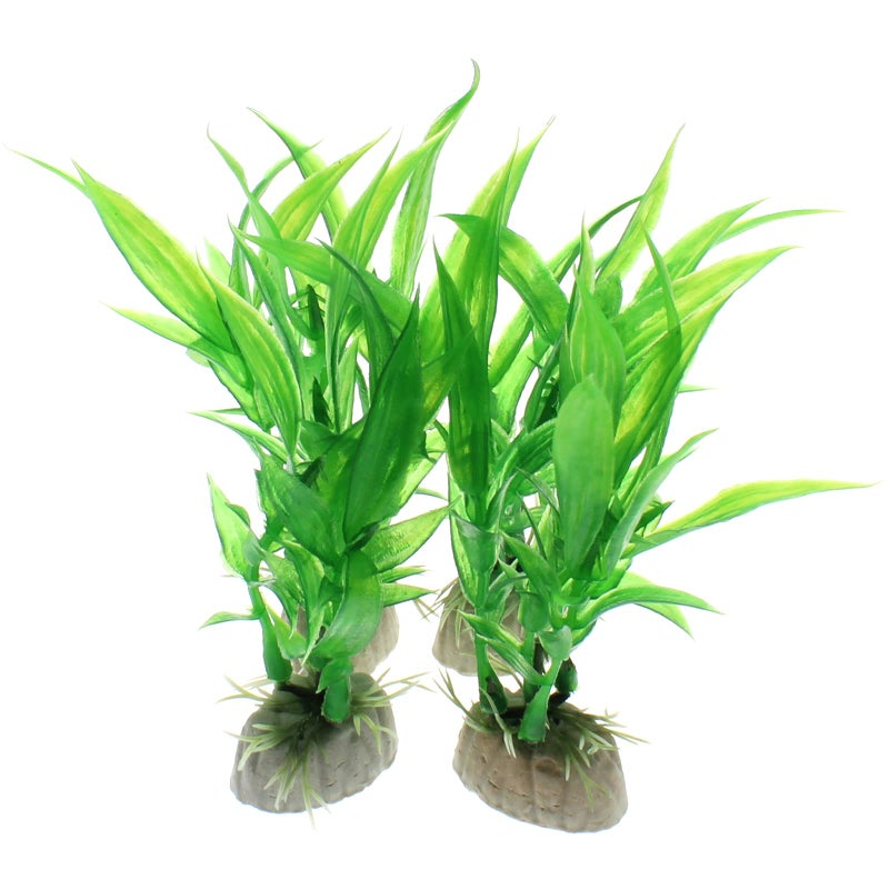 OZXNO 4 Pcs Green Artificial Plastic Plants Fish Tank Plants Fish Aquarium Decoration