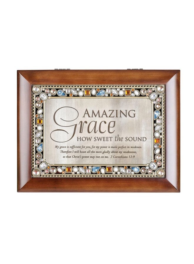 Cottage Garden Cottage Garden Amazing Grace Walnut Wood Finish Jeweled Music Box Plays Tune Amazing Grace  - Image 2