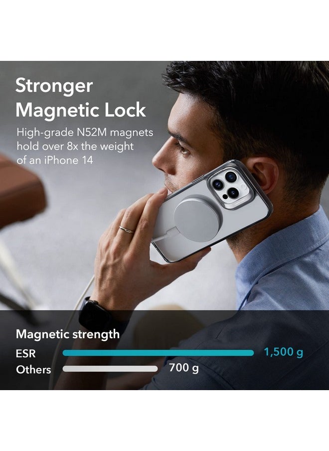 اي اس ار جراب ESR لهاتف iPhone 14 Pro Max، متوافق مع MagSafe، حامل حلقي للكاميرا قابل للتعديل، ظهر مقاوم للخدش، حماية من الدرجة العسكرية، TPU، غطاء خلفي مغناطيسي كلاسيكي مع مسند، أسود شفاف  - Image 3