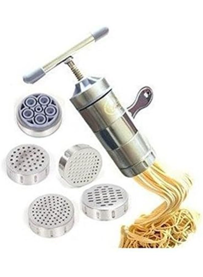 Newcreativetop Stainless Steel Manual Noodles Press Machine Pasta Maker with 5 Noodle Mould - Image 1