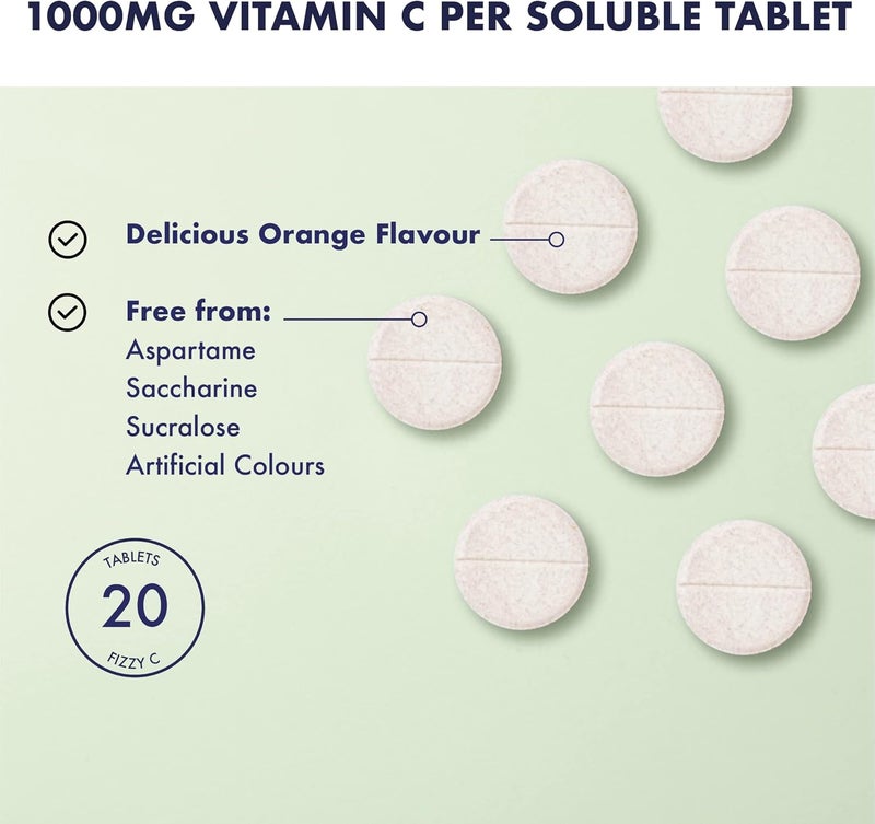 Higher Nature Fizzy C Vitamin C Effervescent Tablets Immune System Support Vitamin C 1000mg Vegan 20 Tablets - Image 3