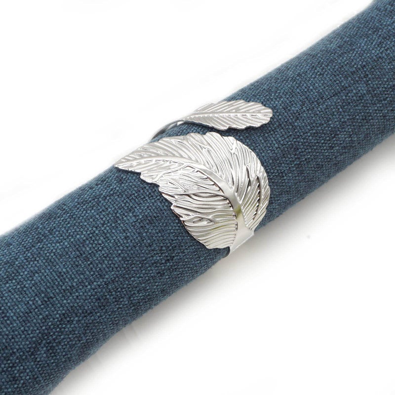Utalek Silver Leaf Napkin Rings Set of 12 Leaves Napkin Rings for Table Setting Metal Leaf Napkin Holder Rings for Holiday Party Wedding Banquet Formal or Casual Dinning Table Decor Silver