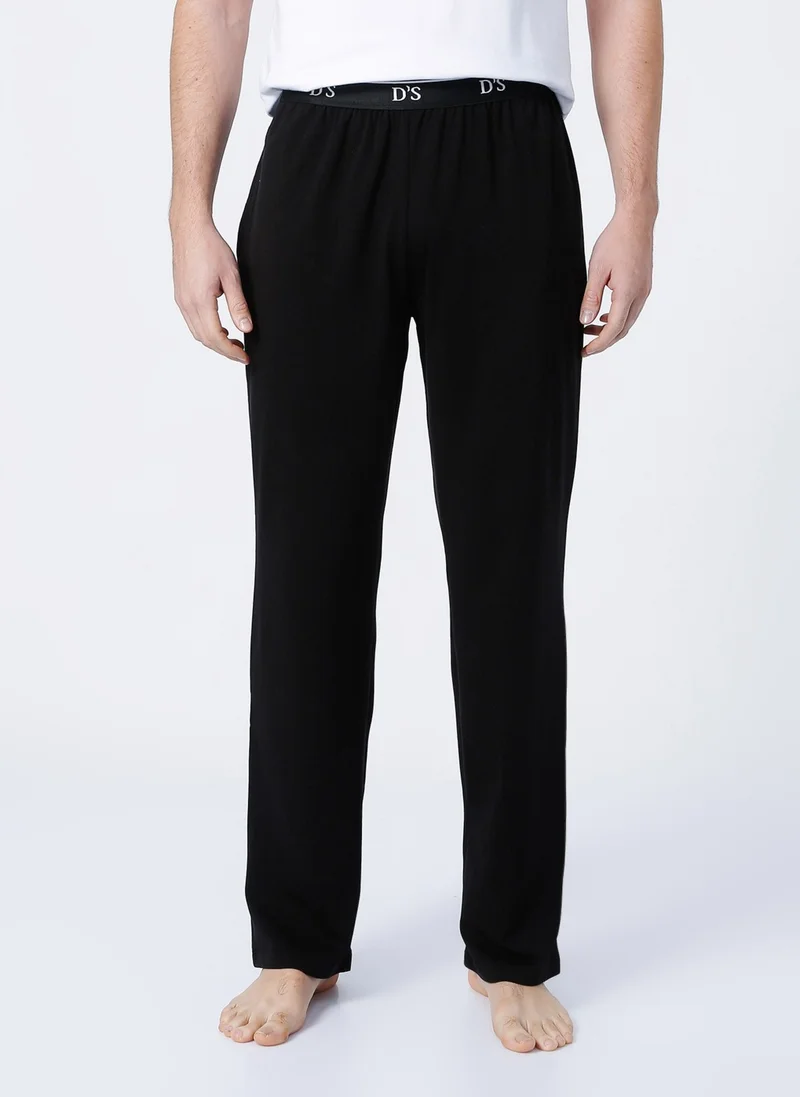 D'S DAMAT Ds Damat Normal Waist Plain Black Men's Pajama Bottom