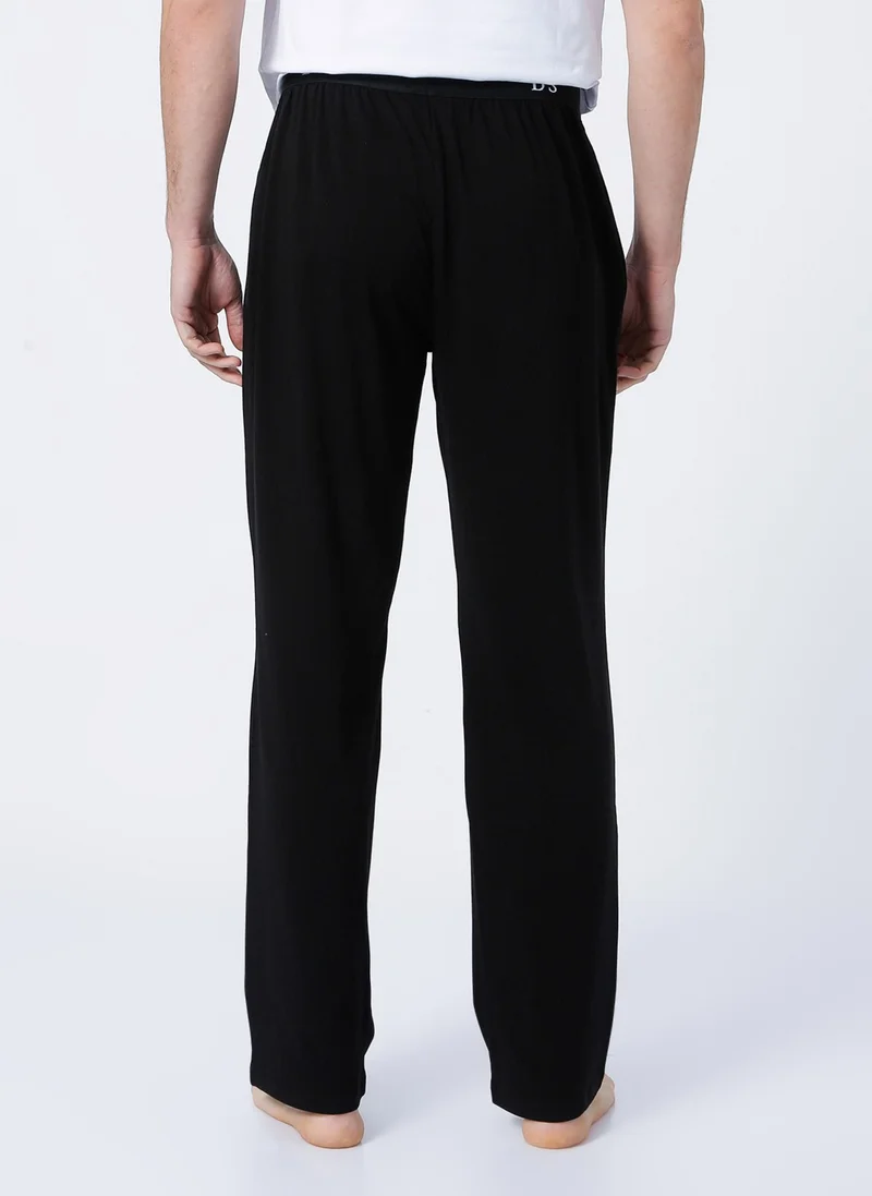 D'S DAMAT Ds Damat Normal Waist Plain Black Men's Pajama Bottom