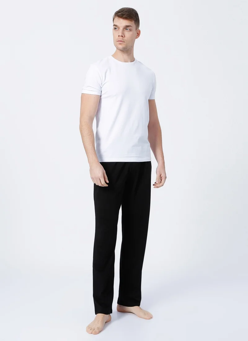 D'S DAMAT Ds Damat Normal Waist Plain Black Men's Pajama Bottom
