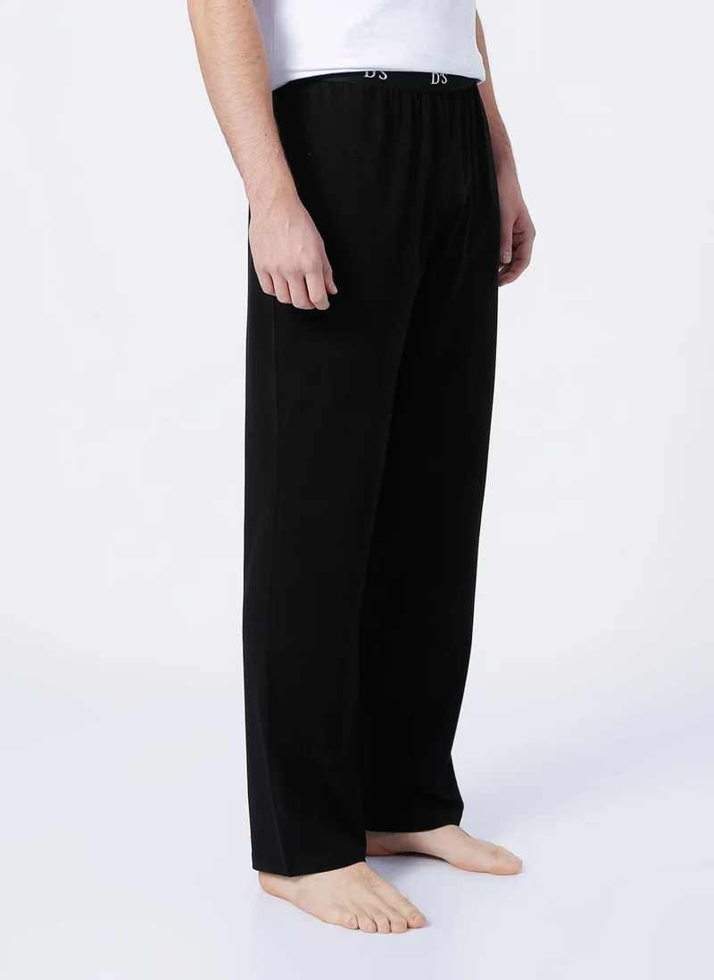 D'S DAMAT Ds Damat Normal Waist Plain Black Men's Pajama Bottom