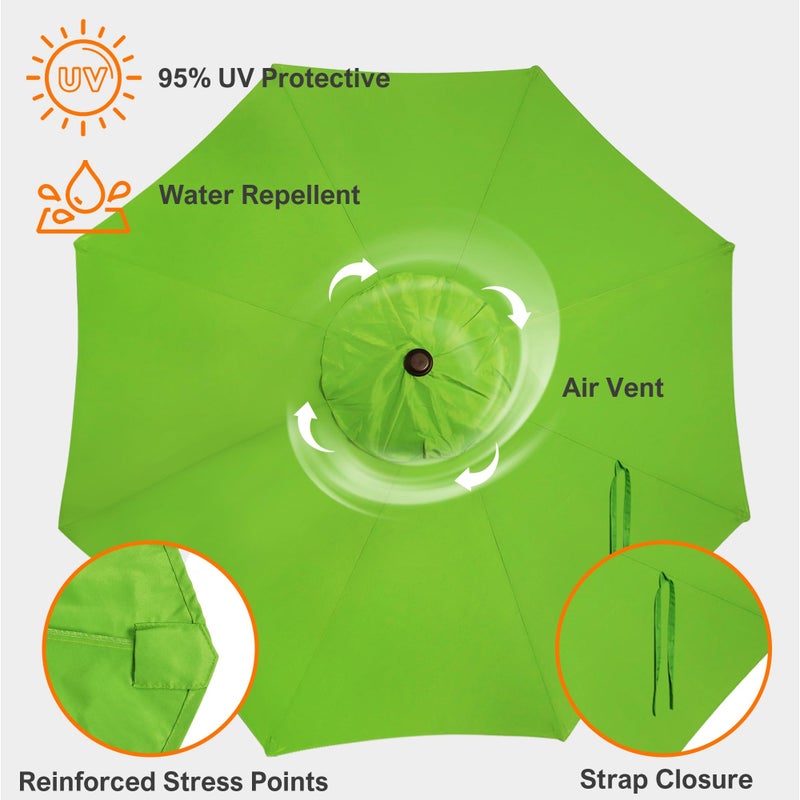 Blissun 9ft Patio Umbrella Replacement Canopy, Market Umbrella Top, Outdoor Table Umbrella Canopy for 8 Ribs, Canopy Only (Lime) - Image 4