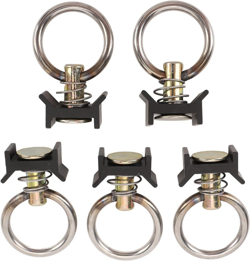 5Pcs L Rail Tie Down Single Stud Fitting, Round Hook Anchor Point for Truck Bed Trailer UTV ATV Motorcycle, Easy Install Adjustable Position with Spring Lock Screw - Image 3